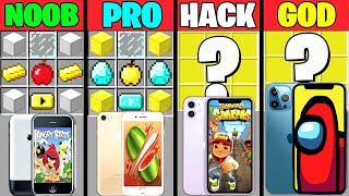 Minecraft Battle: iPhone 12 Among Us Games CRAFTING CHALLENGE NOOB vs PRO vs HACKER vs GOD Animation