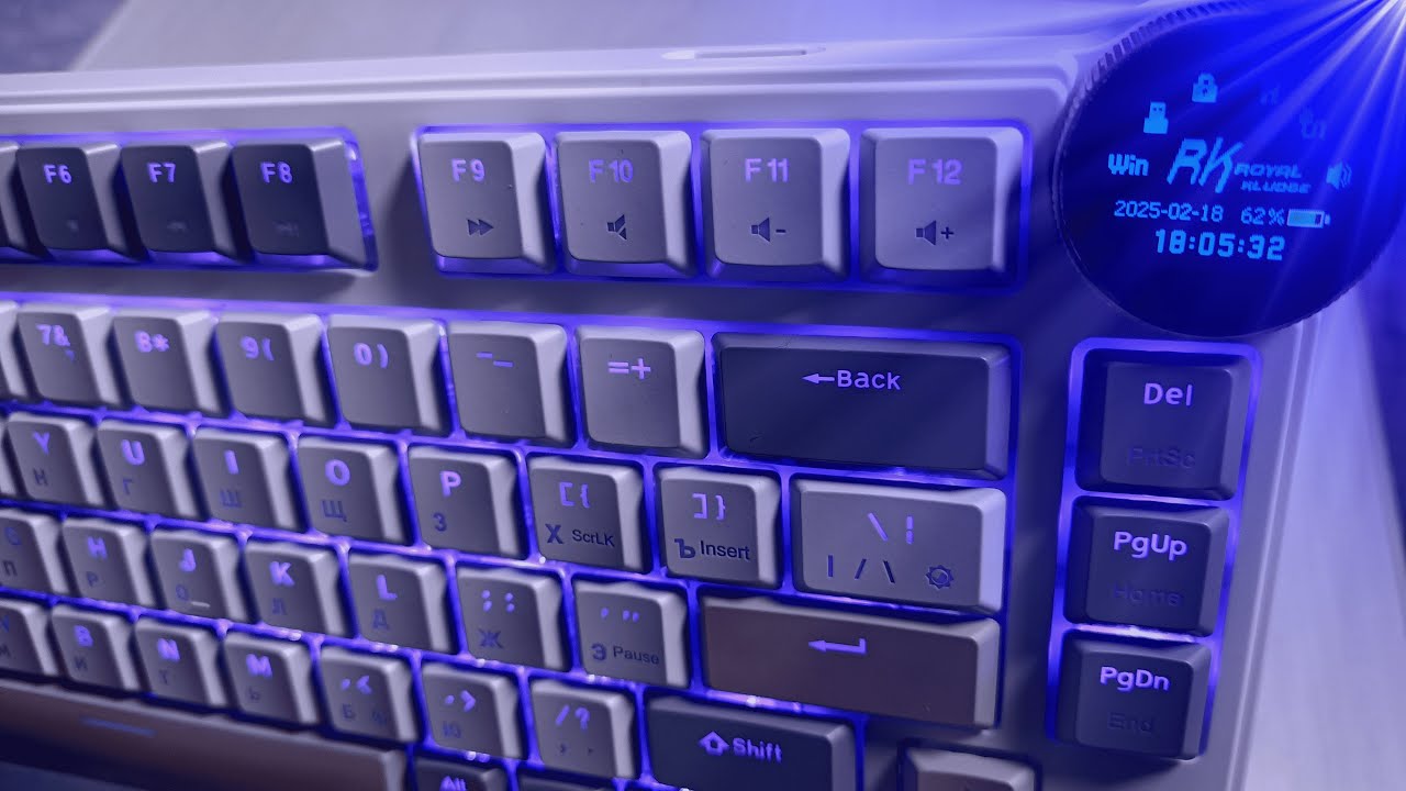 АСМР обзор КРУТОЙ клавиатуры Royal Kludge RKN80 с ДИСПЛЕЕМ *очень близкий шепот, звуки клавиш*