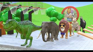 Animal Crossing Fountain With Trex Elephant Lion Kangroo Horse Playing Basket-Ball Part 7 | Zoova 3D