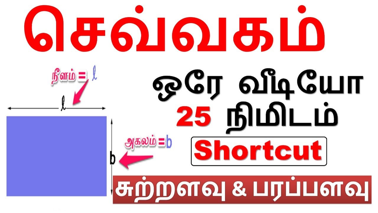 சுற்றளவு & பரப்பளவு Shortcut || ஒரே வீடியோ 25 நிமிடம் ||  Class - 10 செவ்வகம்  Level -1