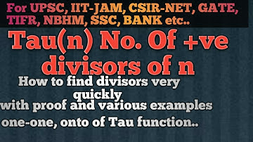 |Tau-Function| |(No. of positive divisors of n)| |MODERN ALGEBRA| |LECTURE-1| |Part-2|...