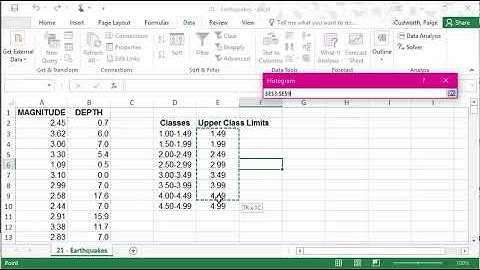 How to create a Frequency Table and Histogram from data (Excel 2016, Windows)