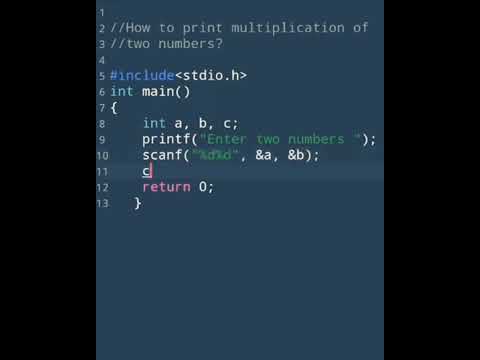 C programming to find the multiplication of two numbers | Programming for beginners | C tutorial