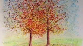 Oil Pastels : Sweetgum Trees in Fall Foliage screenshot 4