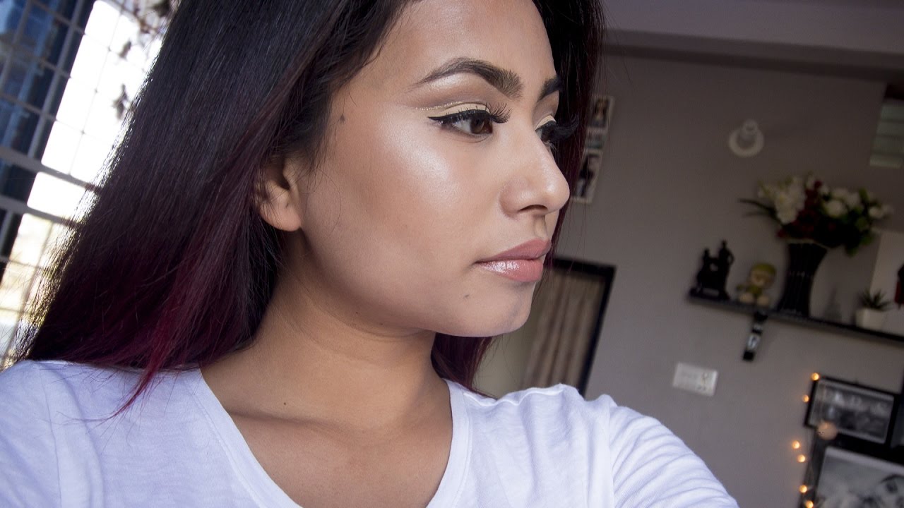 Easy Gold Glitter Liner Cut Crease Tutorial Beautynepal YouTube
