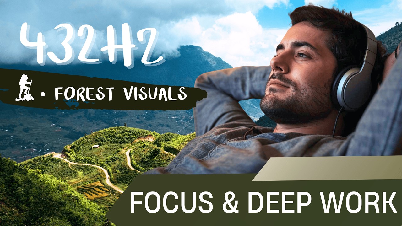 Handpan NoADS Study Music 432Hz • 1 Hours Calm Focus Beats & Deep Work • Forest Visuals