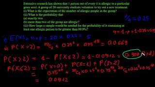 4.6.3 S1. The binomial distribution. Expectation and variance, with typical question