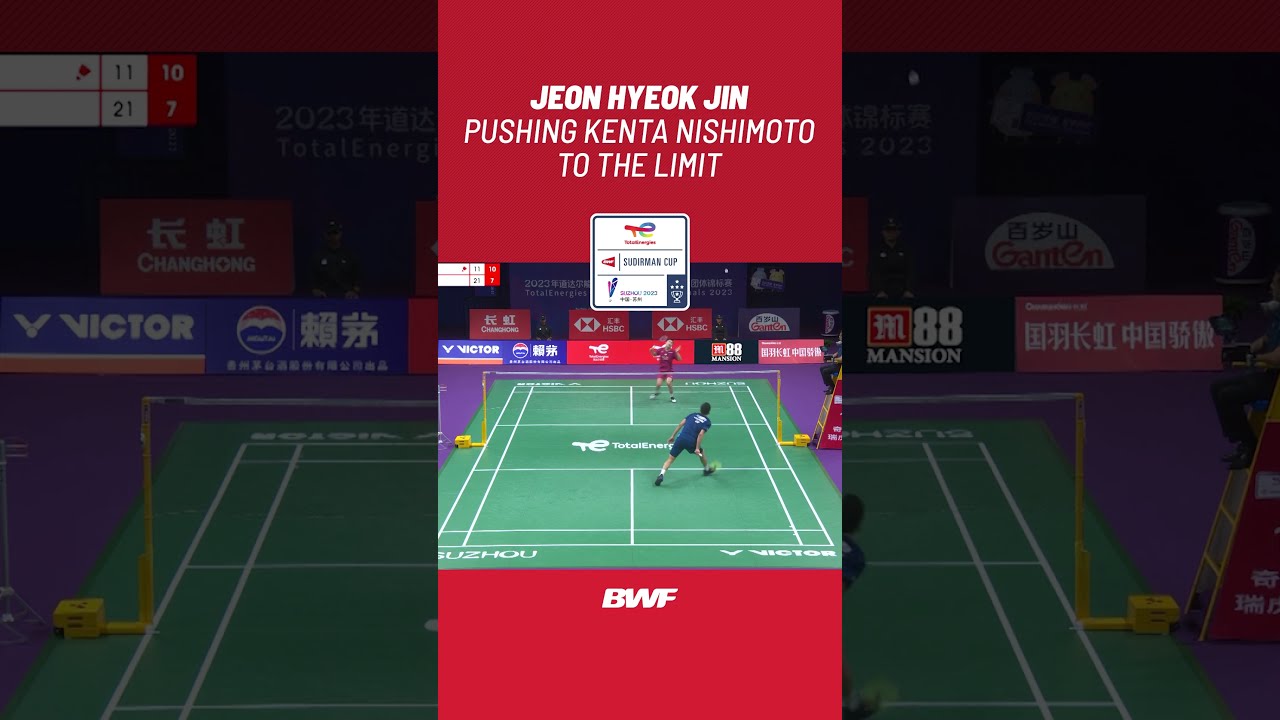 Jeon Hyeok Jin pushing Kenta Nishimoto to the limit #shorts #badminton #BWF 