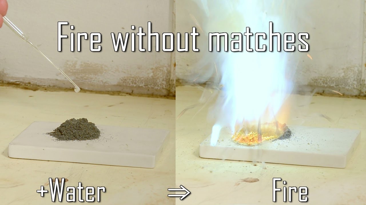 start a Fire without matches - the chemical way (even with water ...
