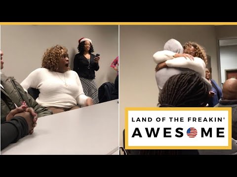 Navy Son Surprises Mom By Sneaking Into Meeting