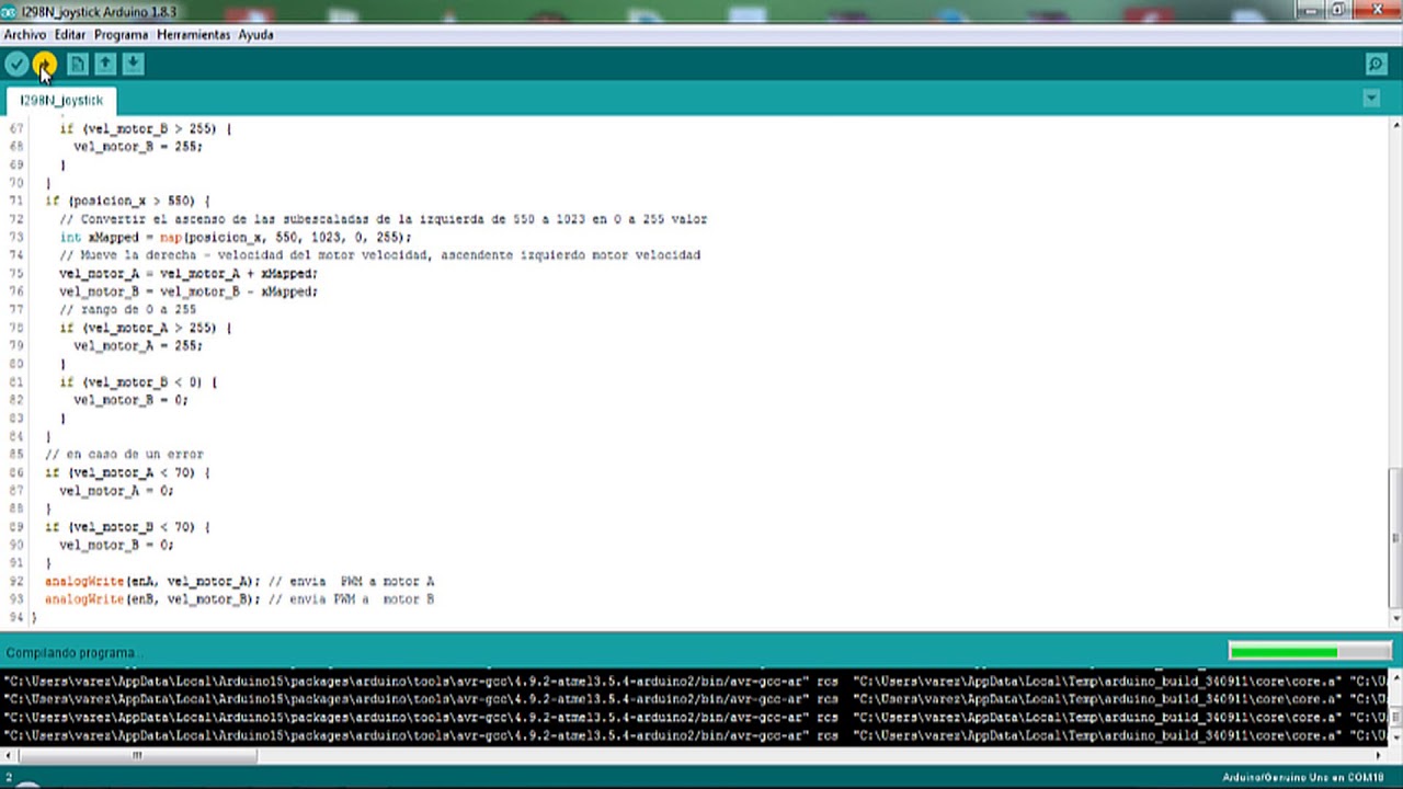 control de motores dc con joystick arduino shield l298n - YouTube