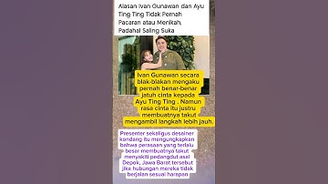 inilah alasan Ivan Gunawan dan ayu tingting tidak menikah walaupun saling suka #ytshorts