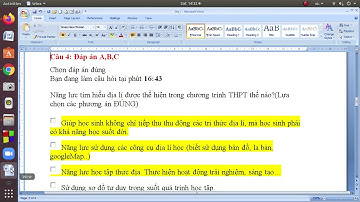 Đáp án ĐỊA LÝ , các câu hỏi trong VIDEO giới thiệu chương trình môn Địa Lý THPT
