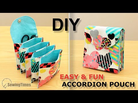 DIY Easy &amp;amp; Fun Accordion Pouch | 5 Pockets Pouch Bag Sewing Tutorial [sewingtimes]