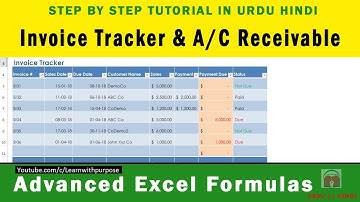 How to Create Invoice Tracker Receivable software in Excel Urdu|Hindi Tutorial