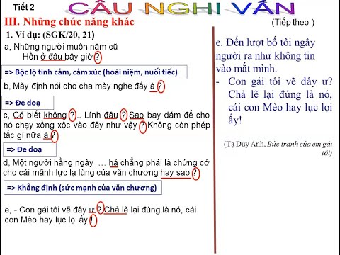 Ngữ văn 8 - Bài Câu chia theo chức năng phần Câu nghi vấn (tiếp theo)