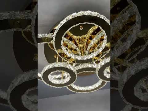 Велика Led люстра для вітальні Linisoln 200W до 35 м² колір Золотистий S006 G, видео 1