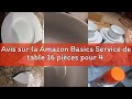 Avis sur la Amazon Basics Service de table 16 pièces pour 4 personnes, Blanche