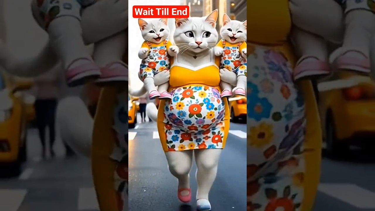 Story of a Pregnancy anthropomorphic white cat in the middle of the street #pregnant #cats #aicat