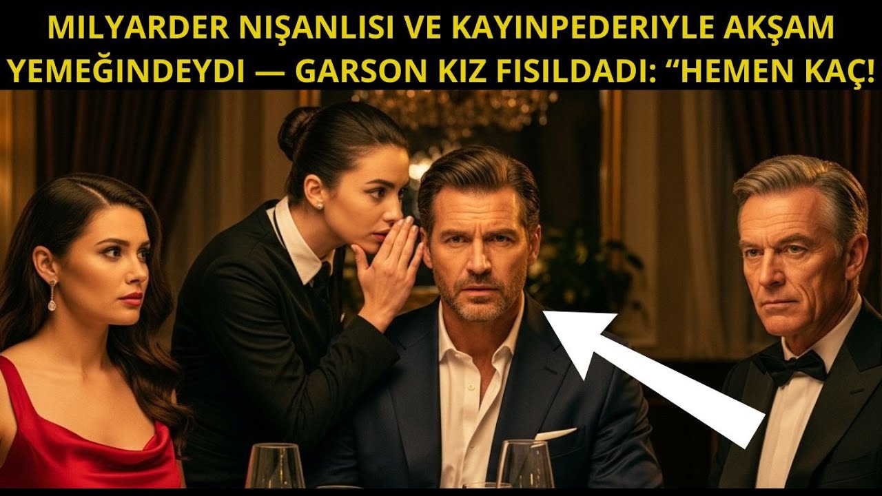 MILYARDER NIŞANLISI VE KAYINPEDERIYLE AKŞAM YEMEĞINDEYDI — GARSON KIZ FISILDADI “HEMEN KAÇ!