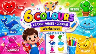 6 Colours for Kids | Colour and Write Worksheet | DOWNLOAD FREE PDF