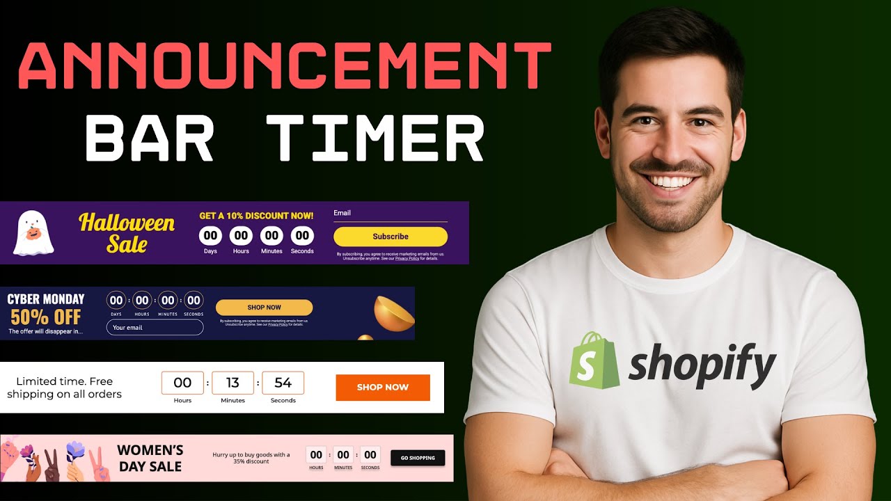 How to Add Countdown Timer Announcement Bar in Shopify - YouTube