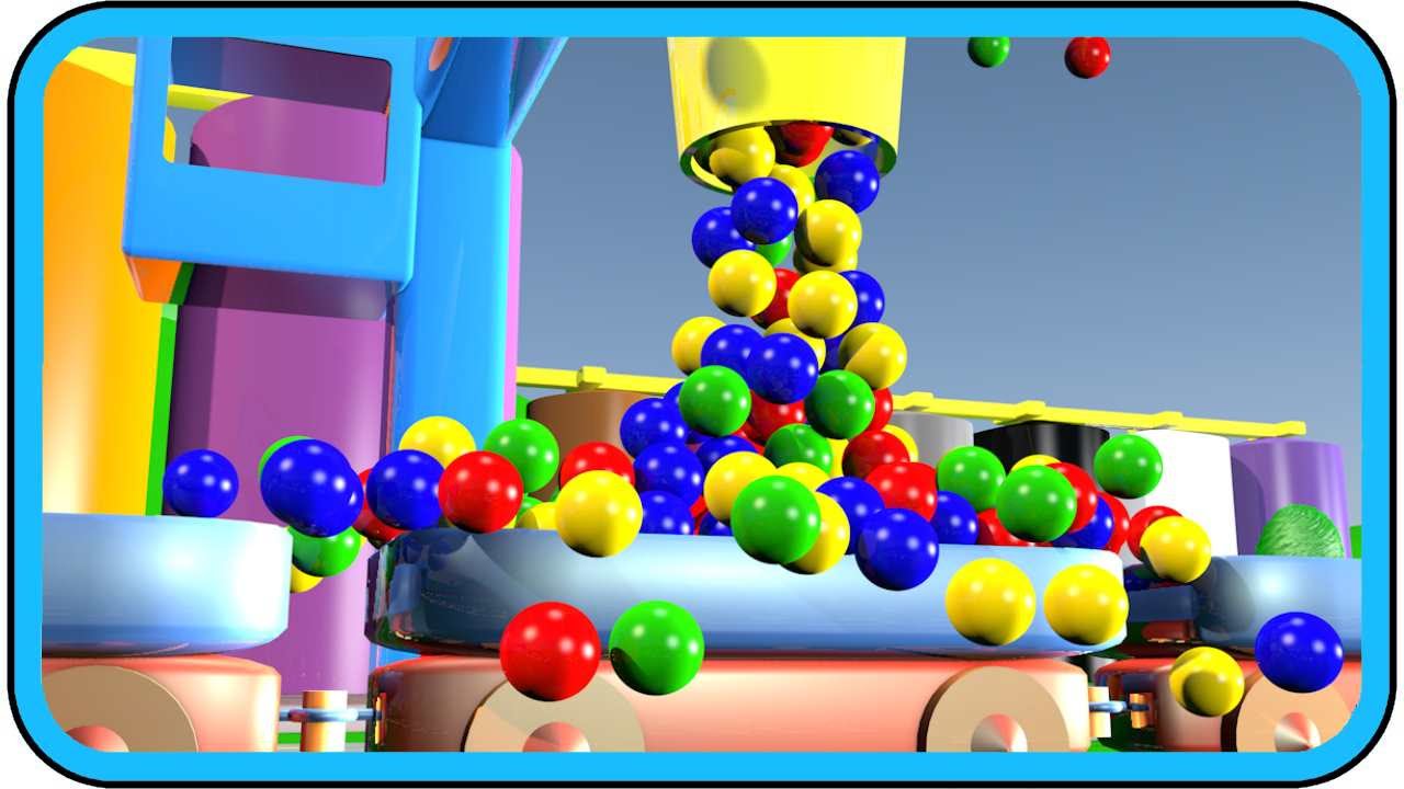 Colors learning animation with a train and colored balls in the color ...