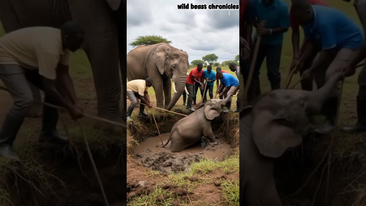Rescuers Save a Baby Elephant Trapped in a Mud Pit” 🐎🐸