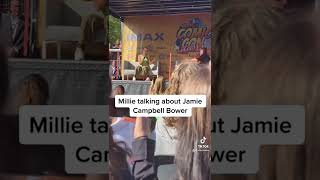 Millie Bobby Brown at Comic Con Germany talking about Jamie Campbell Bower