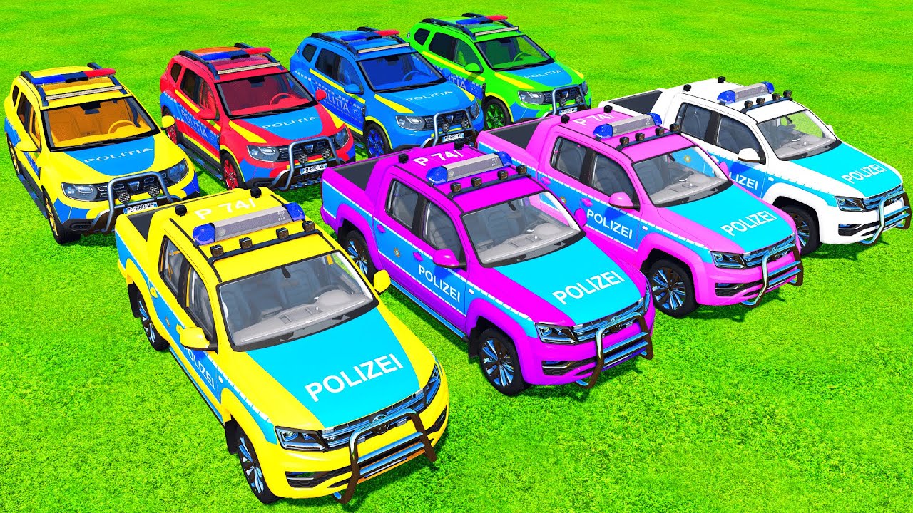 TRANSPORTANDO CARROS PIXAR E FRUTAS COM TRATORES COLORIDOS, JOHN DEERE vs CLAAS - BeamNG #962