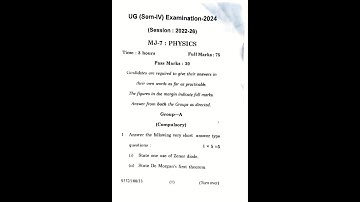 UG SEM 4 MJ 7 PHYSICS PAPER 2024 II 2022-26 II SKMU DUMKA II JH II #skmu #physics #shorts #trending