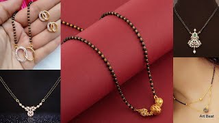 Latest Black Beads Mangalsutra Gold Chain Designs | Light Weight Short Mangalsutra Designs Gold