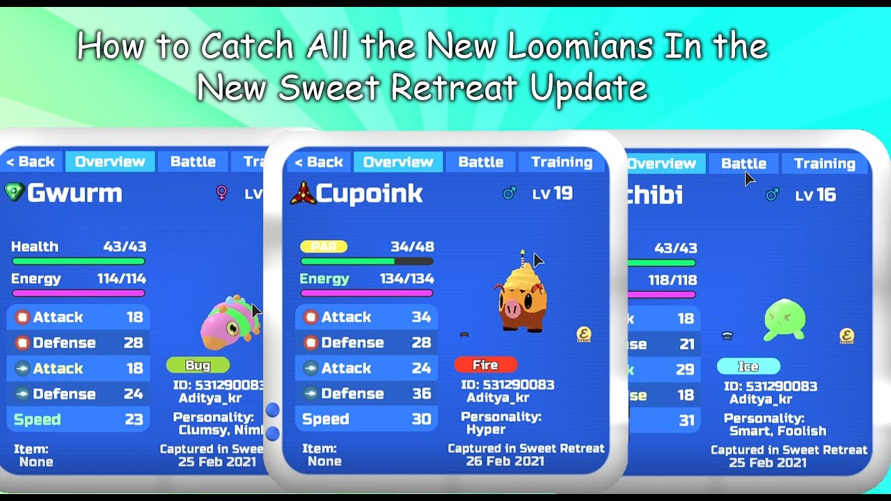 How to get the New Loomians in Loomian Legacy Sweet Retreat Update