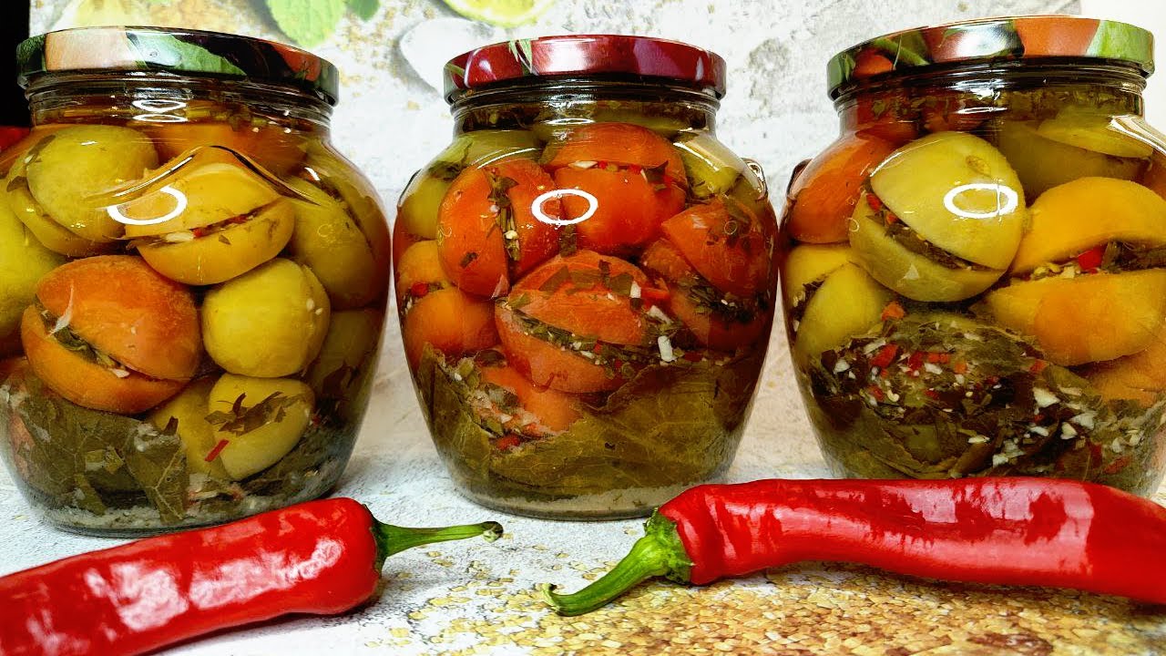 МАРИНОВАННЫЕ ФАРШИРОВАННЫЕ ЗЕЛЁНЫЕ ПОМИДОРЫ НА ЗИМУ