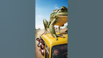 Lady Army soldier saves the Bus passanger from giant Frog #ai #saves #army #frog #shorts