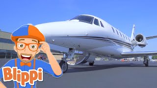 Blippi explores a Private Jet! | Blippi | Cars, Trucks \& Vehicles Cartoon | Moonbug Kids