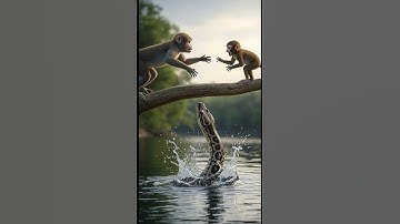 Giant Python Drags Baby Monkey Into River – Mother’s 4K Rescue Shocks the Jungle 🐍🐒 #EpicPawRescue