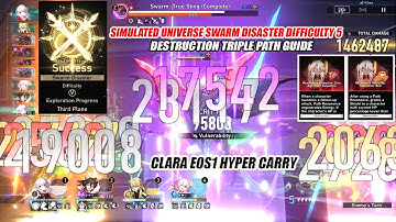 HSR Simulated Universe Swarm Disaster Difficulty 5 Destruction Triple Path Guide - Clara E0S1 Carry