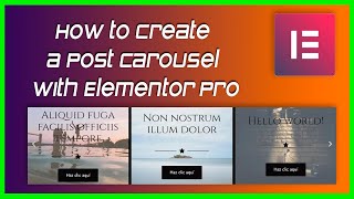 Famous ✅ How to Create a Post Carousel with Elementor Pro Profile