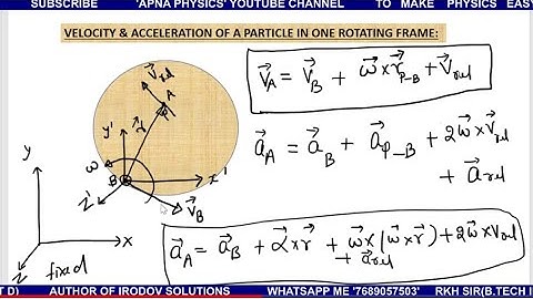 Absolute Velocity and Acceleration of particle in Single Rotating System by RKH SIR(B.TECH IIT D)