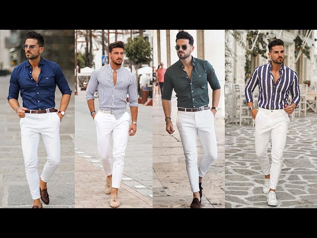 Best WHITE PANT & SHIRT JEANS outfit ideas, Men Fashion Style
