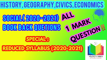10th Social All 1 MARK question | BOOK BACK QUESTION Social l Reduced Syllabus 2020-21 | TN Syllabus