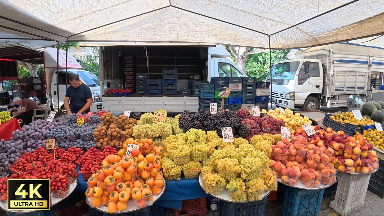Alanya Mahmutlar Tuesday Market | Antalya Turkey | [4K HD]