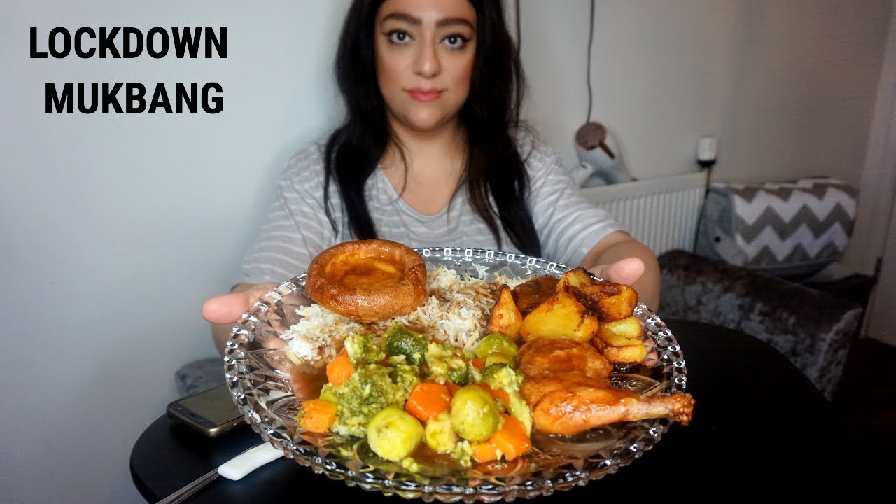 ROAST CHICKEN DINNER MUKBANG | UK LOCKDOWN