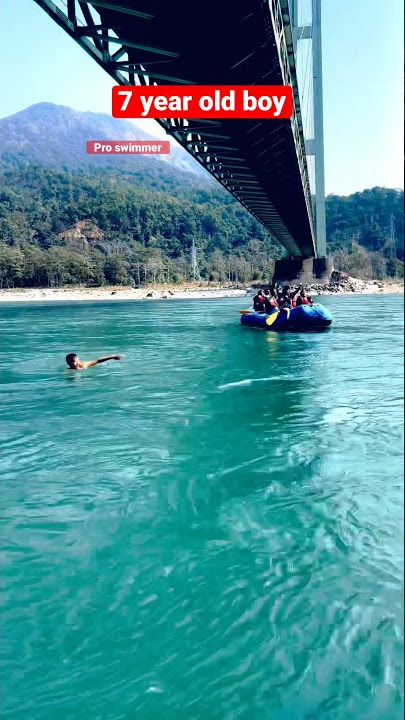7 year old boy crossing karnali river #youtubeshorts #suman #nepaltravel #foryou #swimming