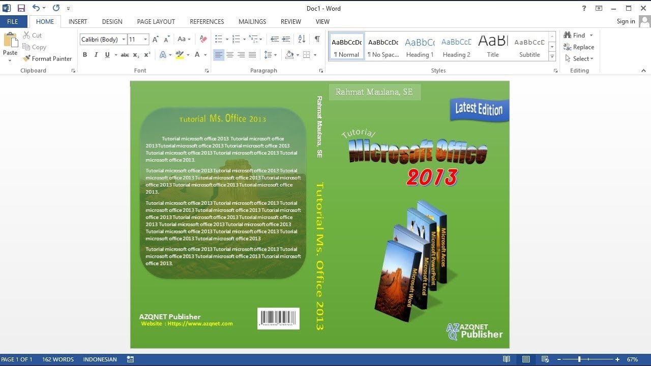 Belajar Microsoft Word  2021 Cara  Membuat  Cover Buku  Anda 