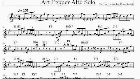 Stompin' at the Savoy - Art Pepper (Eb) Transcription