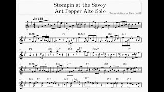 Stompin At The Savoy - Art Pepper (Eb) Transcription