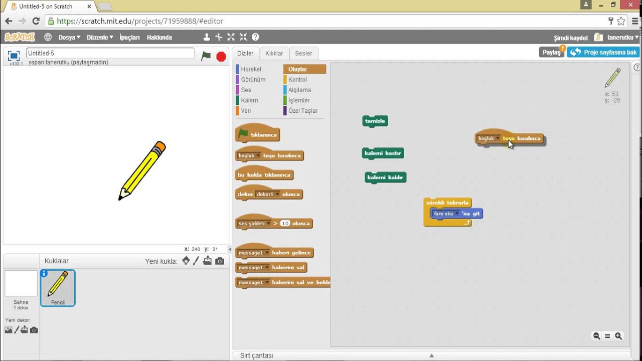 Scratch 101 Eğitimi - Ders 3: Ses ve Kalem Blokları - Bölüm 3 - YouTube