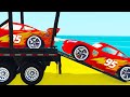 SPIDERMAN Cars Truck Transportation w McQueen w Superheroes Hulk Parkour Challenge - GTA 5